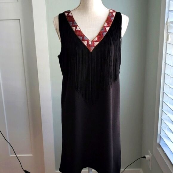 Jack Women’s Sleeveless Splice Neck Beaded Detail Midi Dress Size Small - Picture 1 of 4